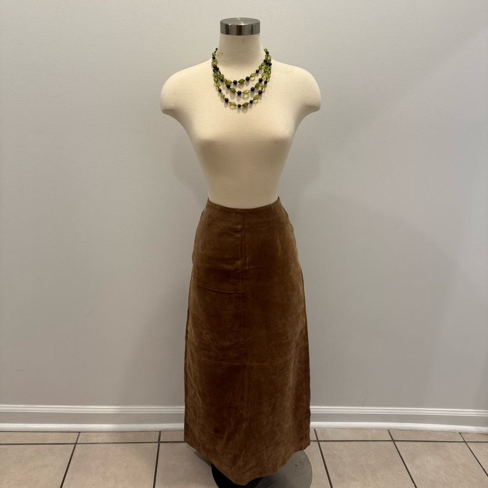 100% leather Brown Women's suede skirt
